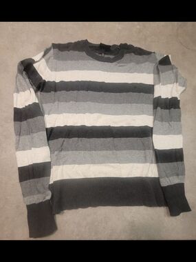 Hurley Men's Crewneck Striped Sweater - Gray, Dark Gray & White